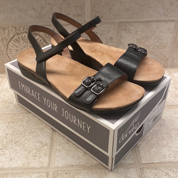 Dansko Shoes - HOST PICK Dansko Rebekah Waxy Burnished Black Sandals, Size EU 38,  US 7 1/2 - 8